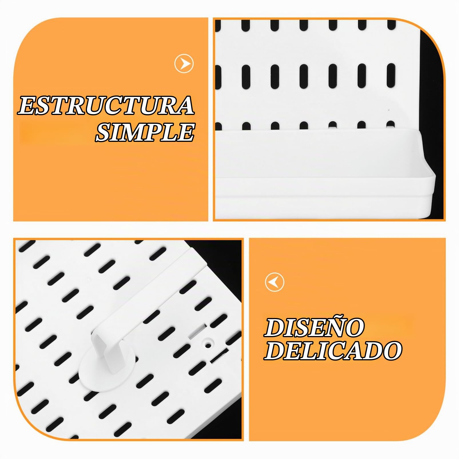 SEWACC 1 Juego De Tablero Perforado Combinado Organizador De Pared Montaje En Pared Panel Perforado Tablero Perforado Y 10 Accesorios Kits Modulares para Colgar para Oficina En Casa