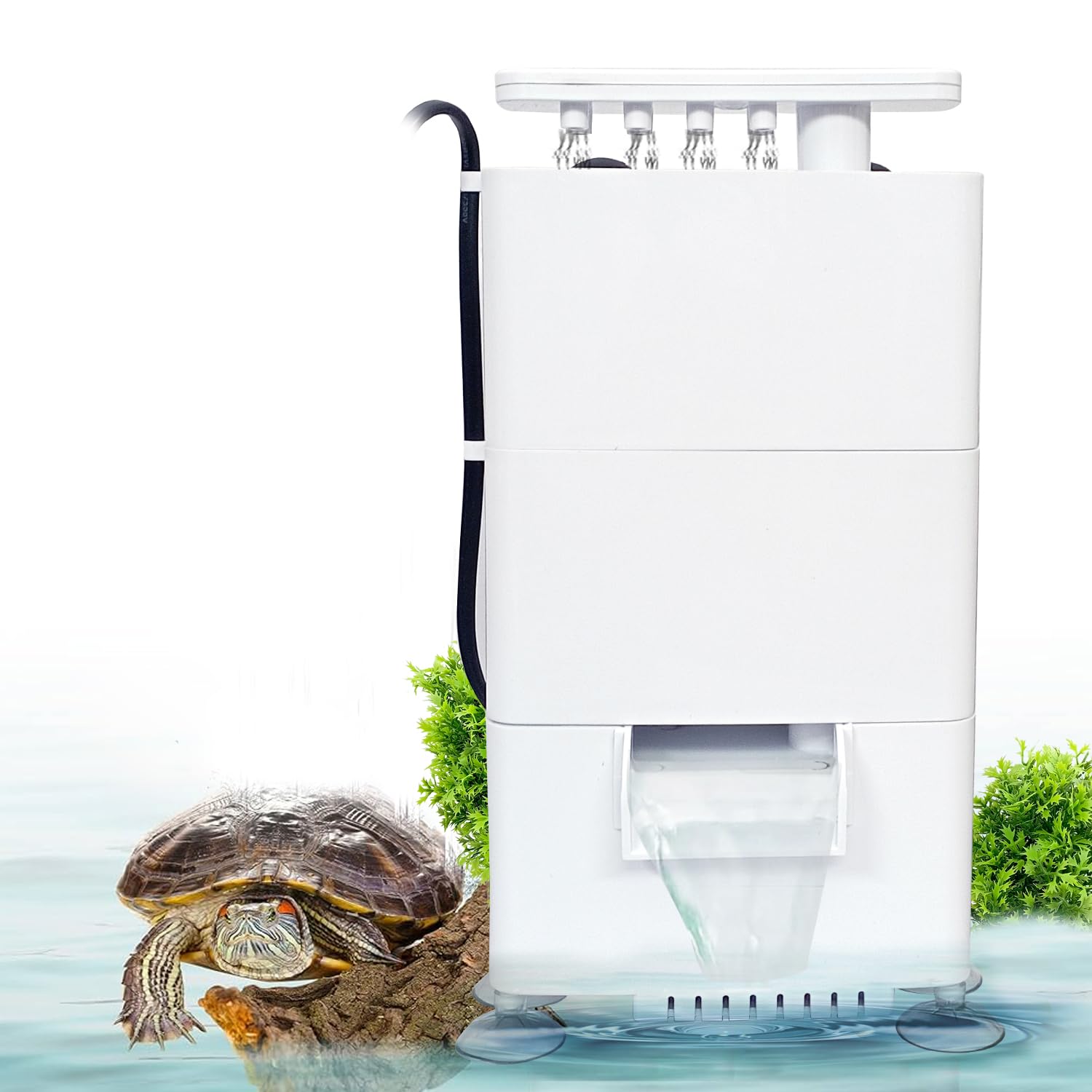 Jainsons Pet Products Turtle Tank 3-in-1 Filter Low Water Level Internal Biological Waterfall Filter for Fish Turtle Tortoise Tank WP-338H 8W F.Max 500L/H