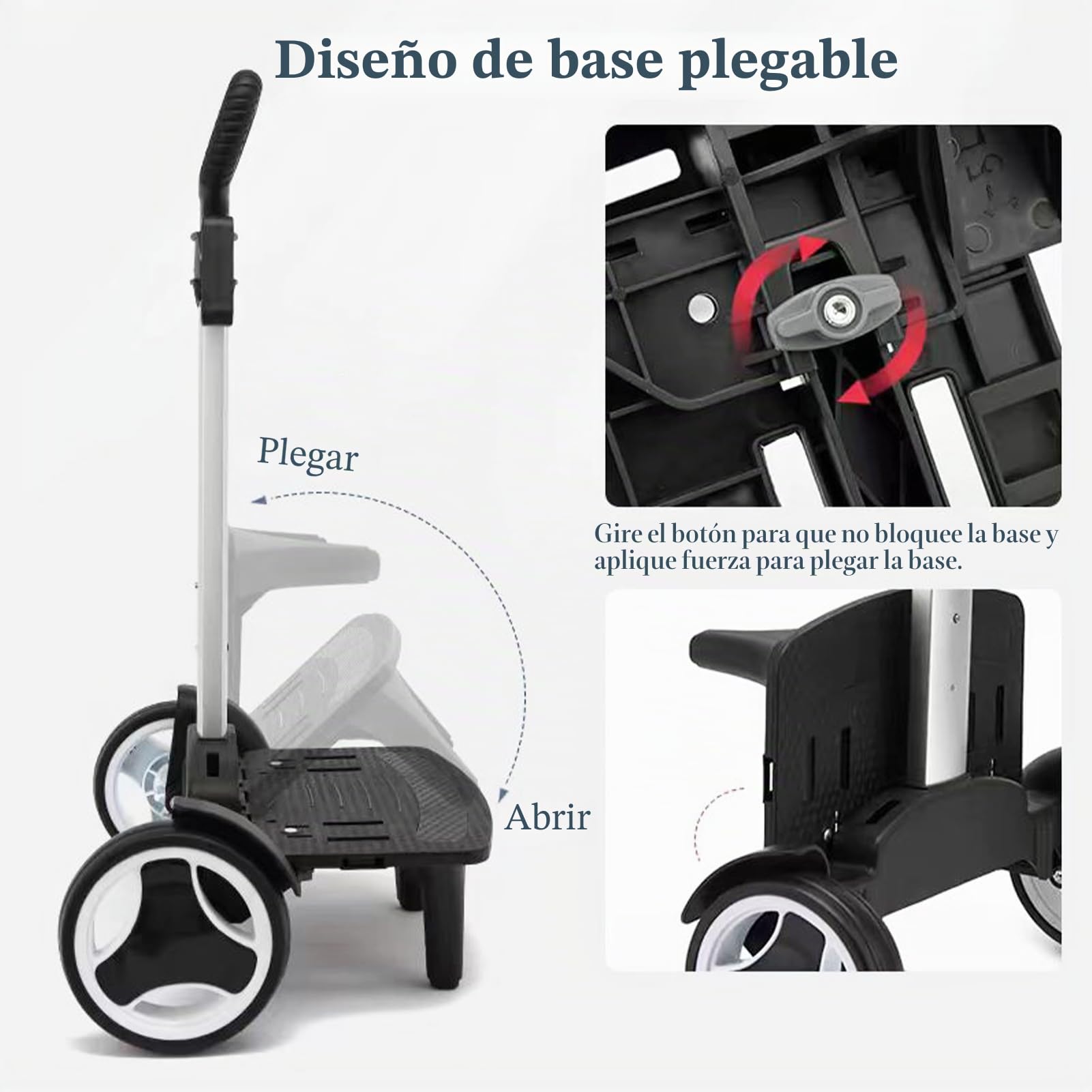 Respaldo de carro plegable de aleación de aluminio con ruedas silenciosas y correa para equipaje para mochilas y carritos