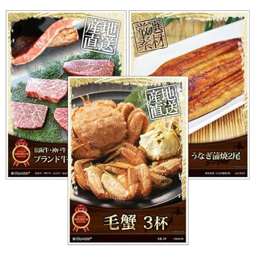 ゲットクラブ 景品【目録引換券+特大A3パネル セット|贅沢 グルメ|3点|カニ・牛肉・うなぎ】持帰り袋・ビンゴカード50枚付/忘年会 ビンゴ ゲーム 結婚式二次会 ゴルフコンペ 社内イベント 向け SET-B (B027)