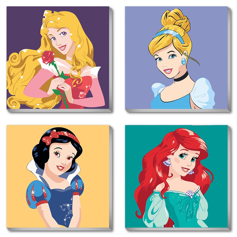 ARTMYRUI 4 Pack Framed Paint by Number for Kids Ages 4-8, Easy Cartoon Character Acrylic Paint by Number for Kids On Canvas, Oil Painting Paint by Number Kits Gifts for Girls (8x8 Inch).