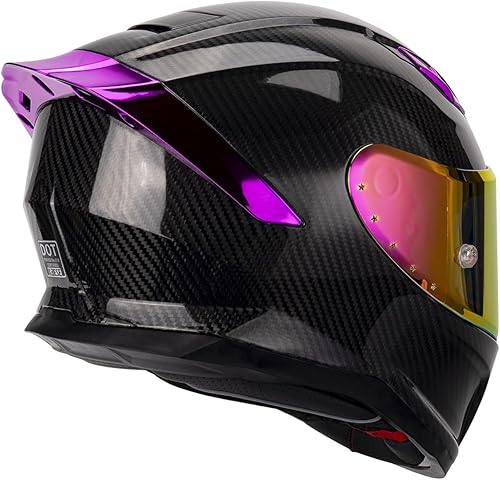 Miniatura 3 de Casco de fibra de carbono de cara completa para motocicletas con alerón, casco deportivo para motos de calle - bolsillos con altavoces Bluetooth