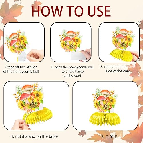 Miniatura 3 de Centros de mesa de otoño, centros de mesa de panal 3D de Acción de Gracias, decoración de camión de cosecha, girasol, hongo, calabaza, naranja,