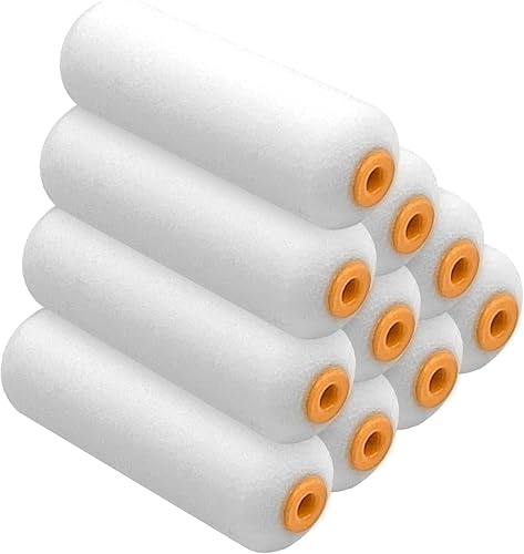 Rodillo de pintura de espuma, paquete de 10, rodillo de espuma de alta densidad de 4 pulgadas, mini cubiertas de rodillo de pintura para una