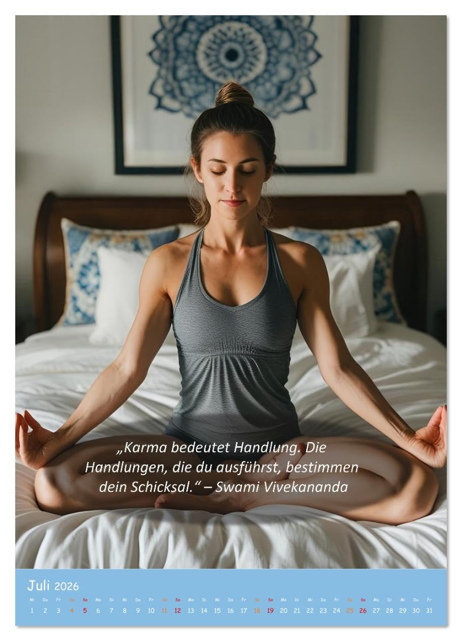 Yoga im Bett (hochwertiger Premium Wandkalender 2026 DIN A2 hoch), Kunstdruck in Hochglanz: Entspannt durch das Jahr - mit dem Yoga-im-Bett-Kalender. (CALVENDO Gesundheit)
