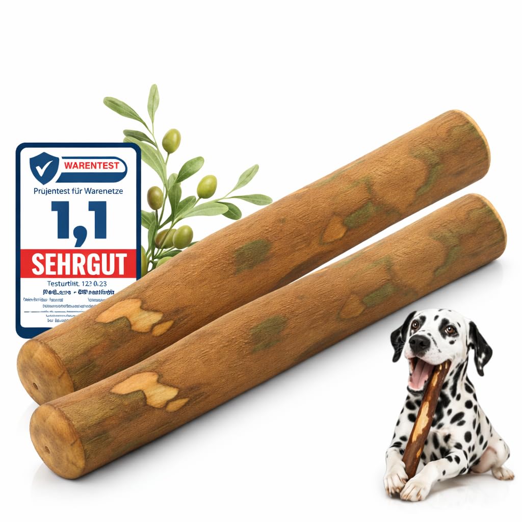 PetLove Kauholz für Hunde aus Olivenholz • Holzknochen als Hundespielzeug • Kauknochen als Zahnpflege & Kauspielzeug für Hund • Größe: S (50-140g) • Ideal für Welpen & kleine Hunde • 2er Pack