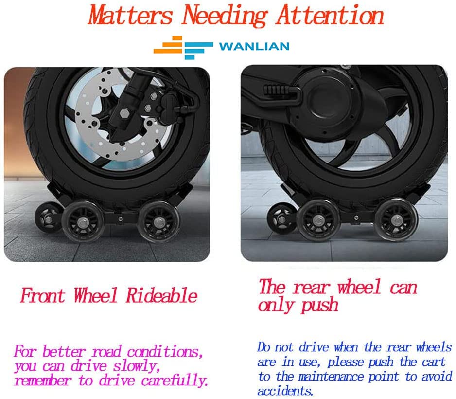Image of WANLIAN Flat Tire Boosters,Motorcycle /Ebike /Tricycle Flat Tire Wheel Puller Booster 5 Wheels Trailer Electric Emergency Help Self-Rescue Traile(Wheels Color Random)