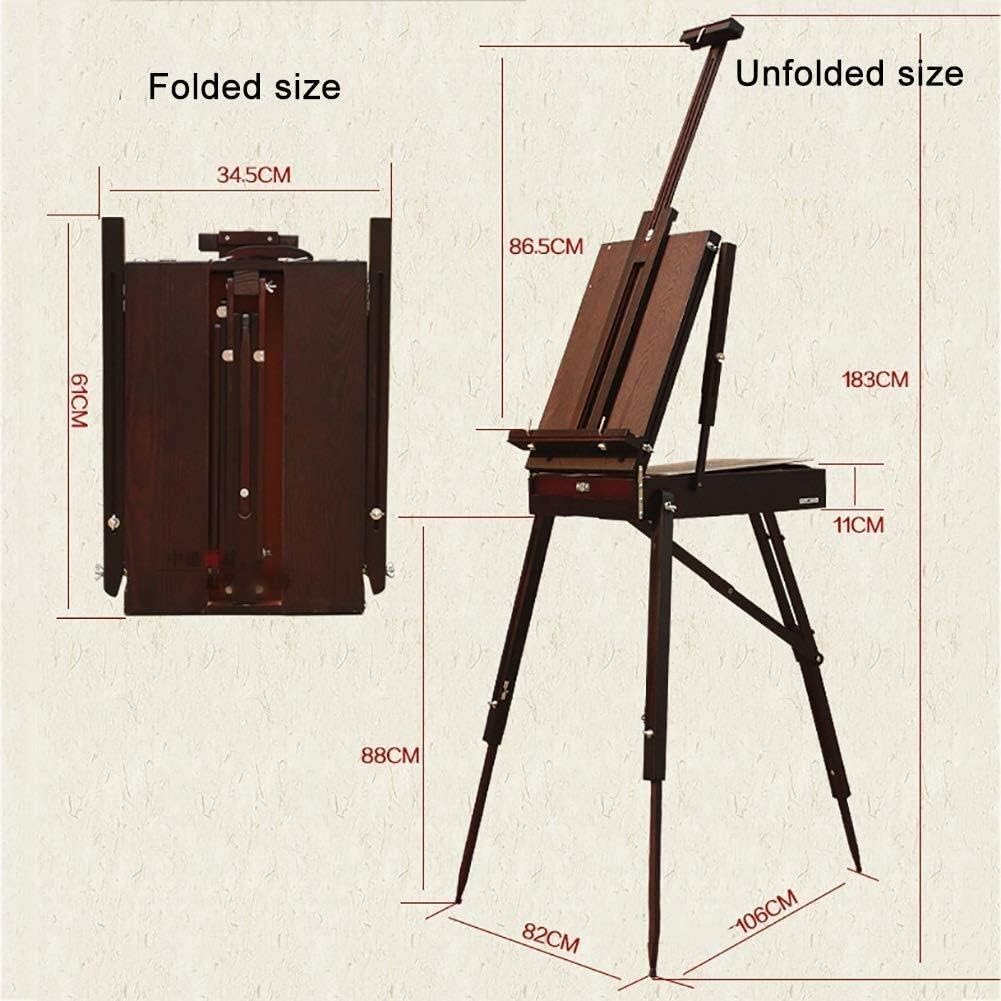 Easels Portable Oil Ing Rack Toolbox Sketch Stand Multi-Function Drawing Holder Foldable Tabletop Box Durable Leather Handletripod Artists Craft Box
