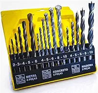 Jogo de Brocas 16 Peças com Estojo Kit Completo para Madeira Metal Concreto Ferro Aço Para furadeira e Parafusadeira Alta Durabilidade e Corte Preciso Encaixe Durável Premium