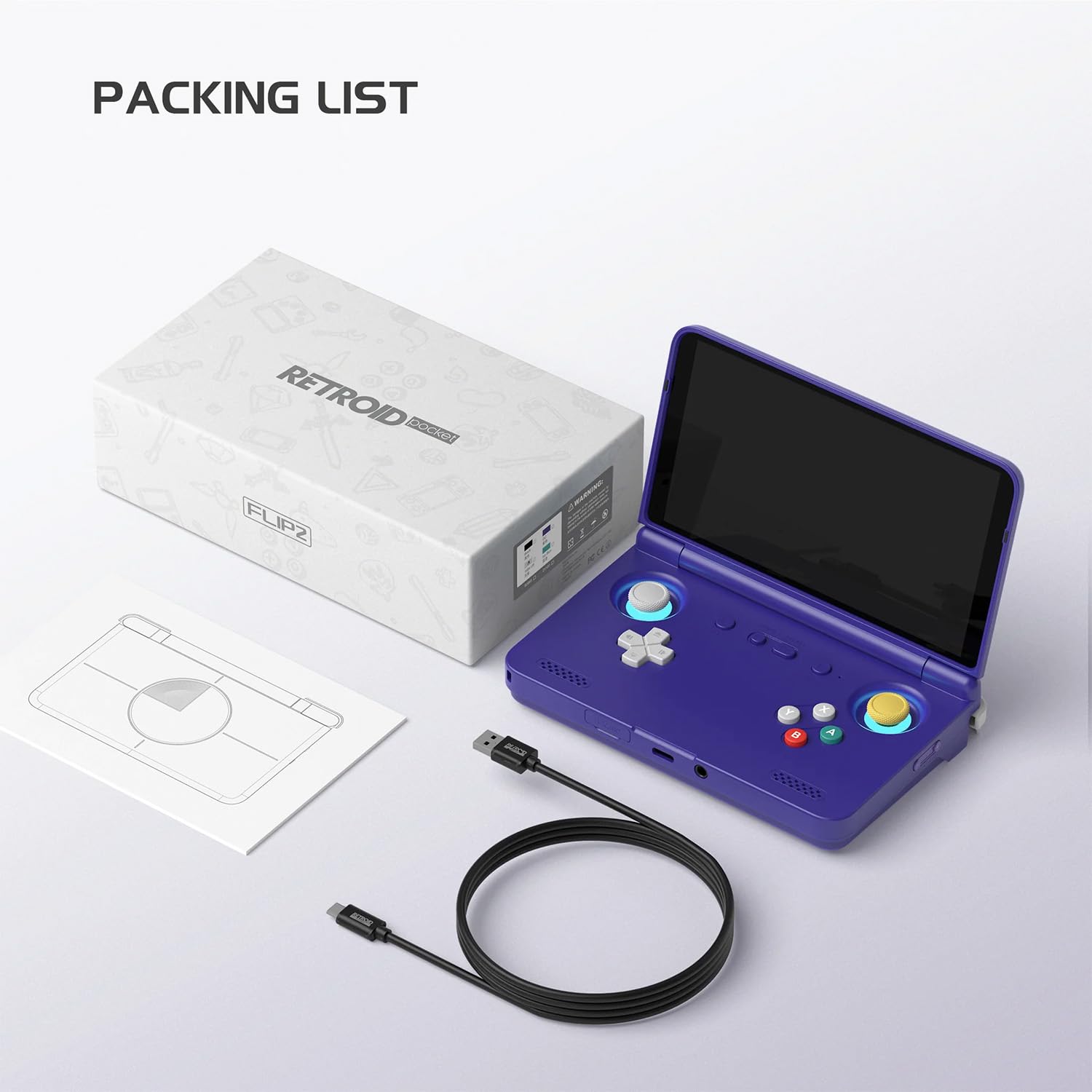 Retroid Pocket Flip 2 Blu Ghiaccio Console Retro SD865 8GB/128GB | Console a conchiglia tascabile con AMOLED da 5,5", Snapdragon 865 e joystick Hall senza drift per giocare in movimento.