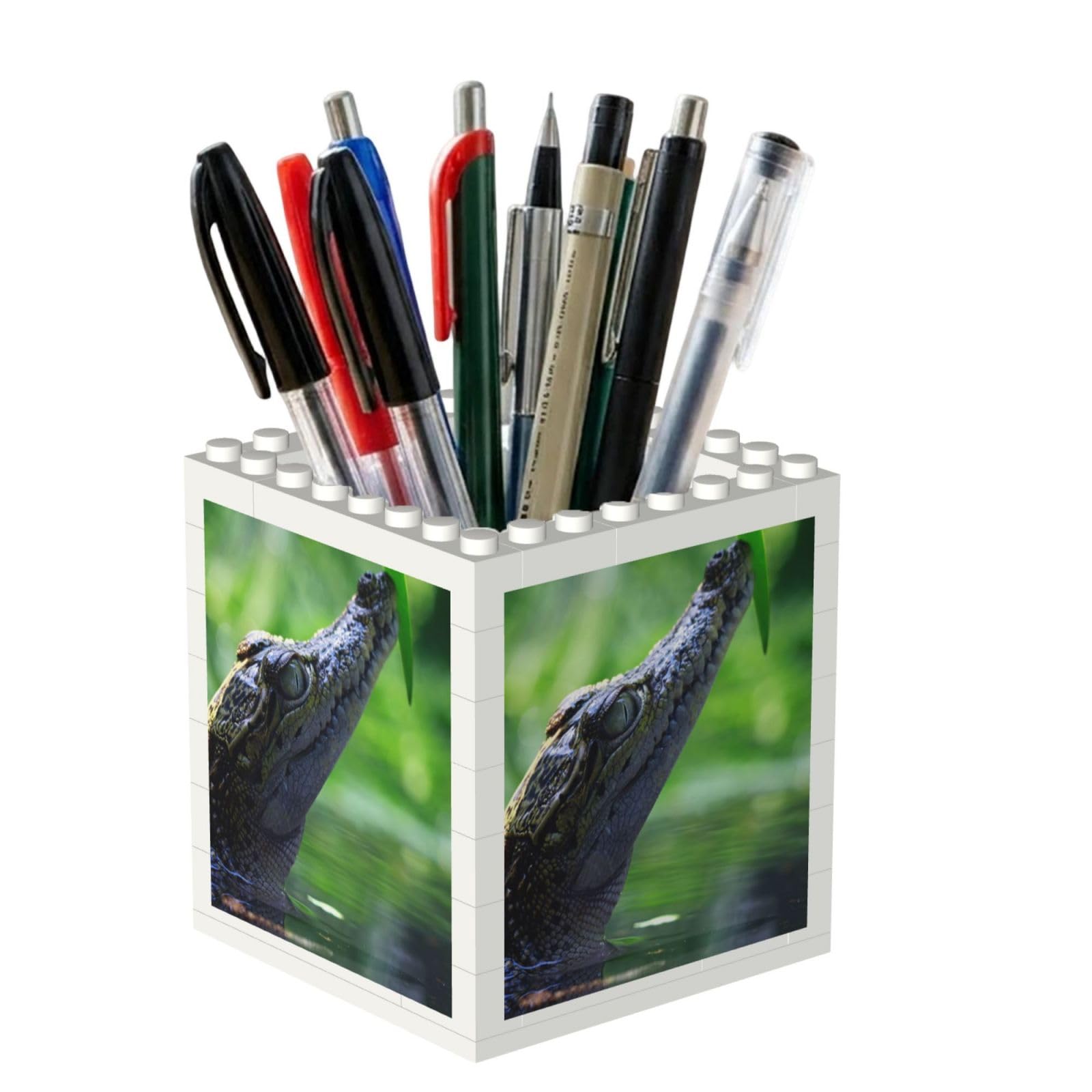 Poadnly Crocodile, Pen Pot Pencil Holder for Office Home School, Compact Desk Organiser for Office Stationery