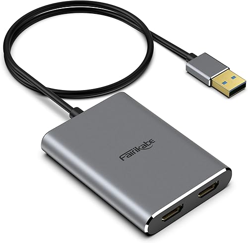 fairikabe Adaptador USB 3.0 a HDMI dual 4K 30Hz, adaptadores USB a HDMI para 2 monitores/TV, divisor USB A a HDMI compatible con Windows/Mac OS Modo