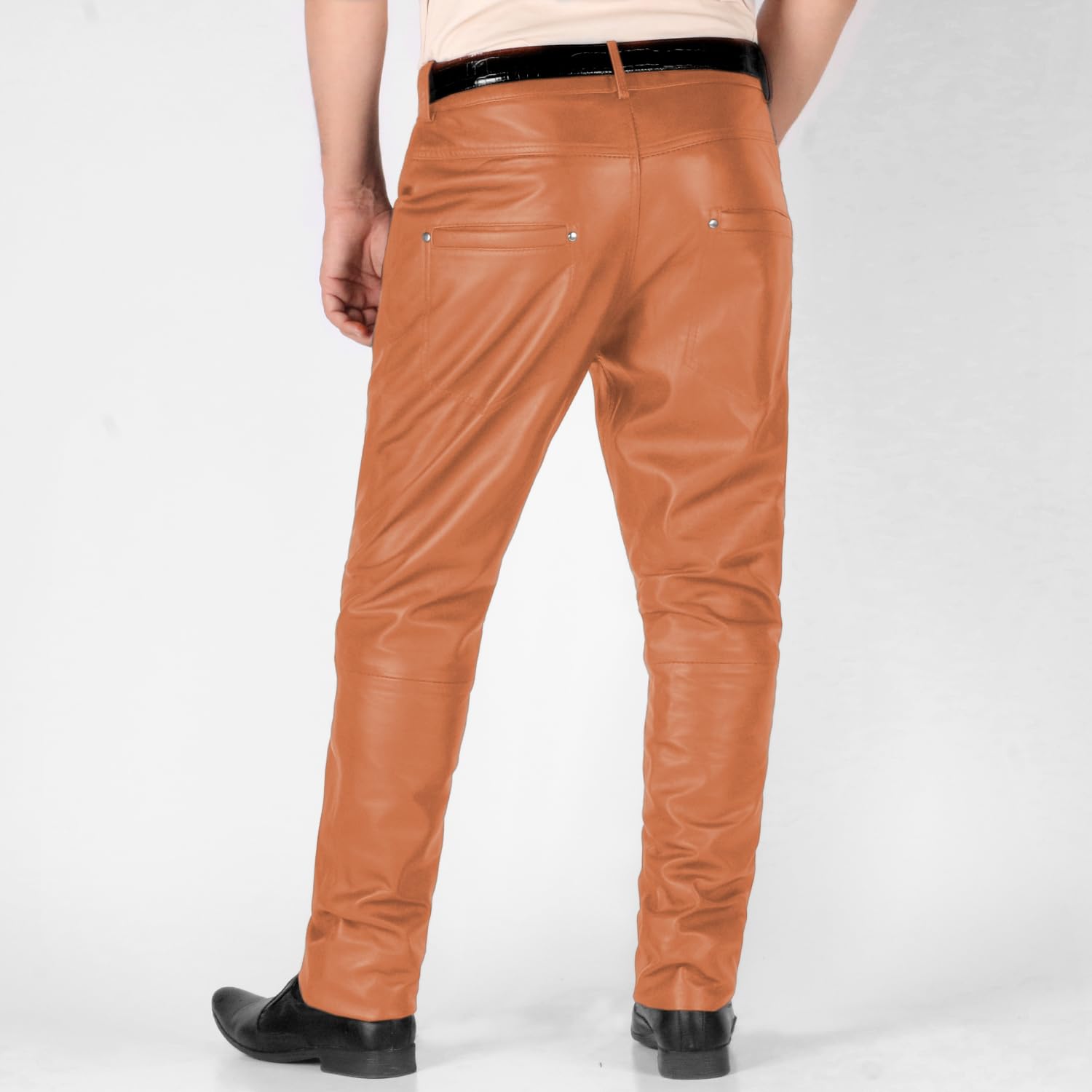 Laverapelle Men's Genuine Lambskin Leather Pants (Cognic Tan, 34, Polyester Lining) - 1804001