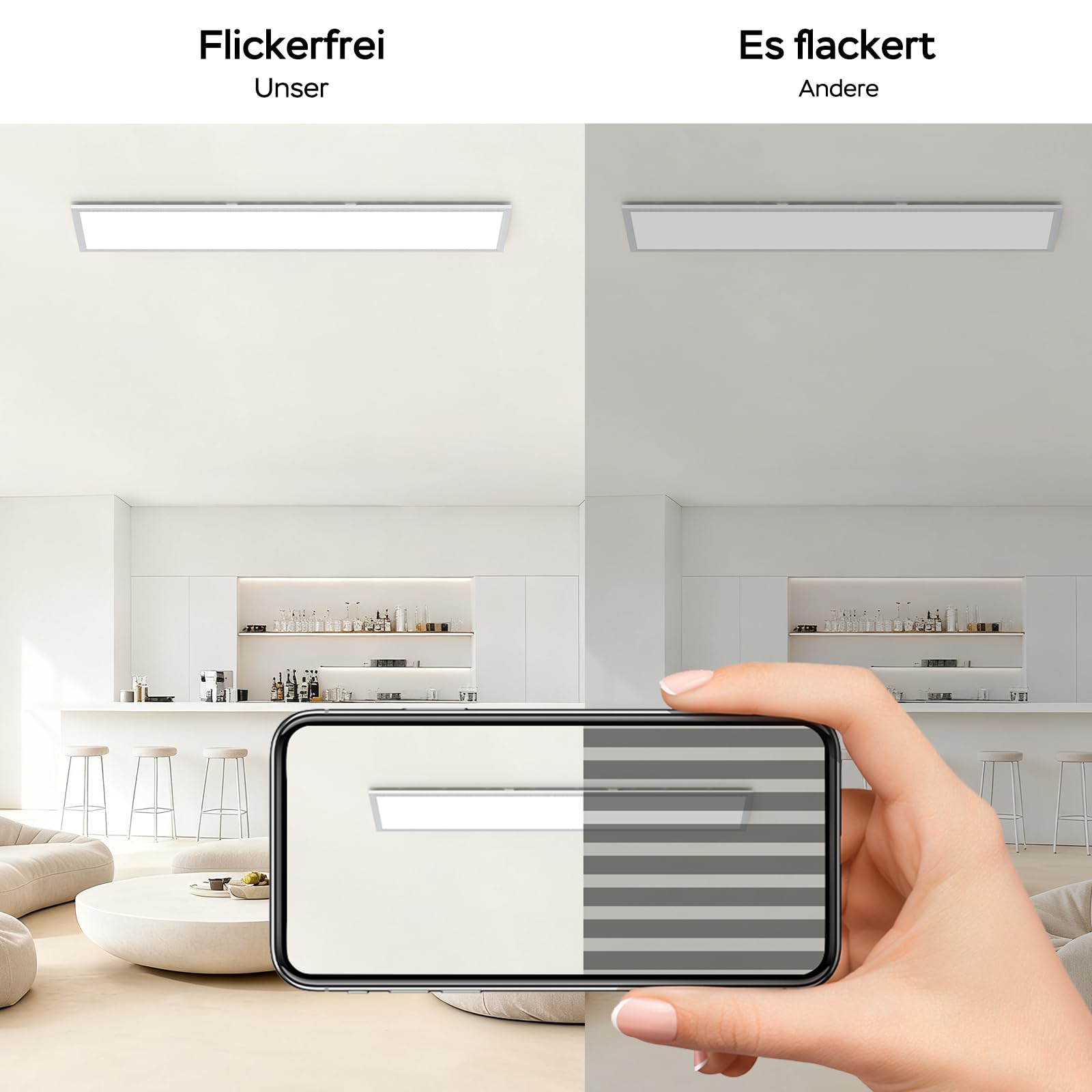 LED Panel Deckenleuchte 100x25cm, 3000-6500K Deckenleuchte Dimmbar, 30W Deckenlampe Lang Flach mit Fernbedienung Nachtlicht Memory-Funktion für Wohnzimmer Schlafzimmer Badezimmer Büro küche