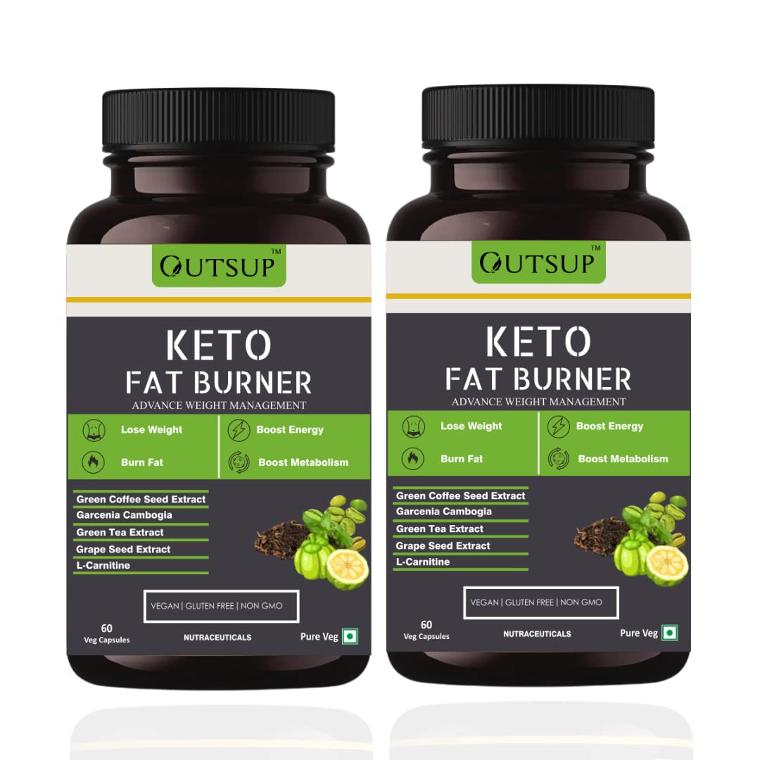 Outsup Keto Fat Burner 60 Capsules 1000MG, Weight Loss Supplement With Garcinia Cambogia, Green Coffee Beans Green Tea Extract Metabolism Booster, Fat Burner For Men & Women - (Pack of 2)
