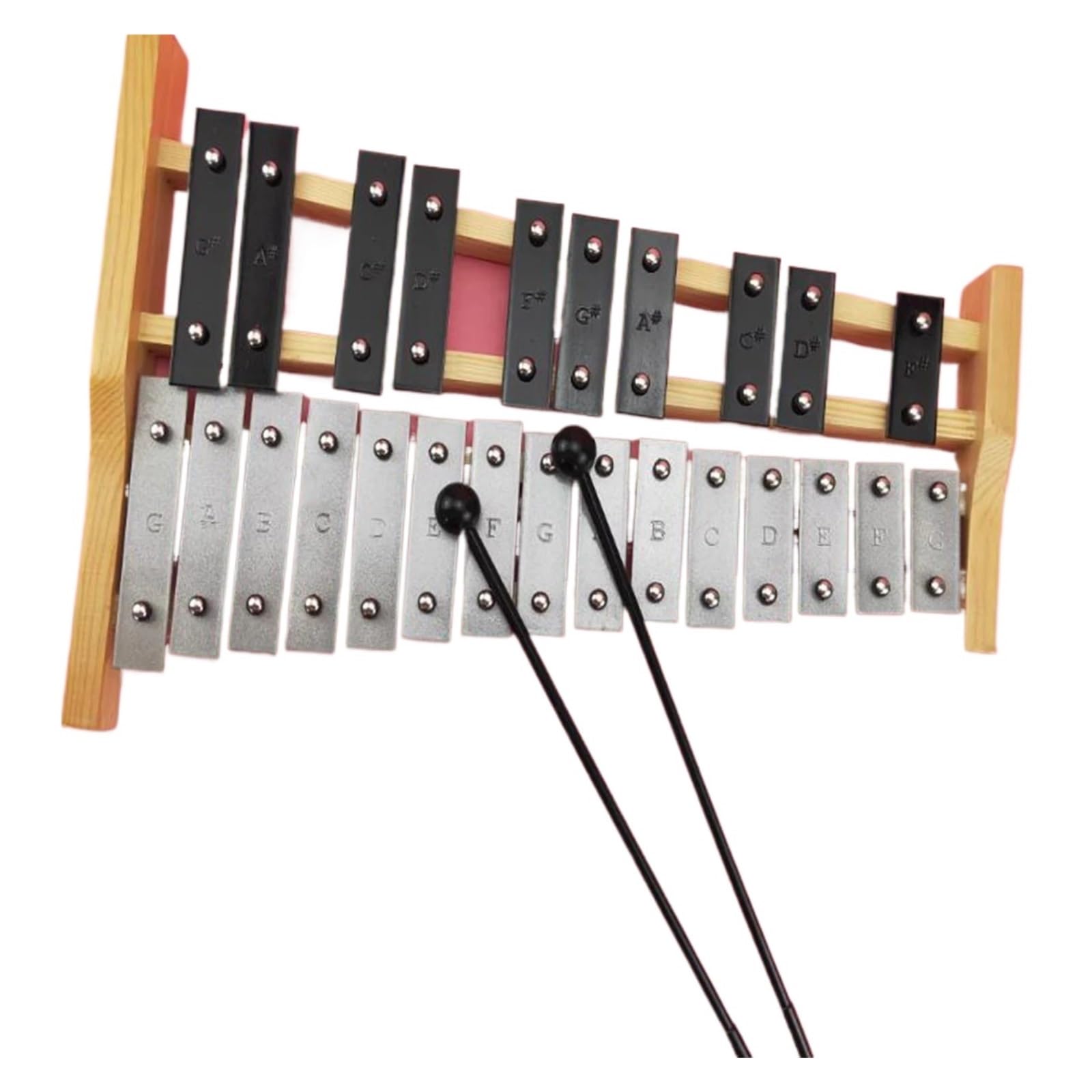 Xilofono Xilofono Glockenspiel da 25 note | Compatto professionale(Black Silver B)