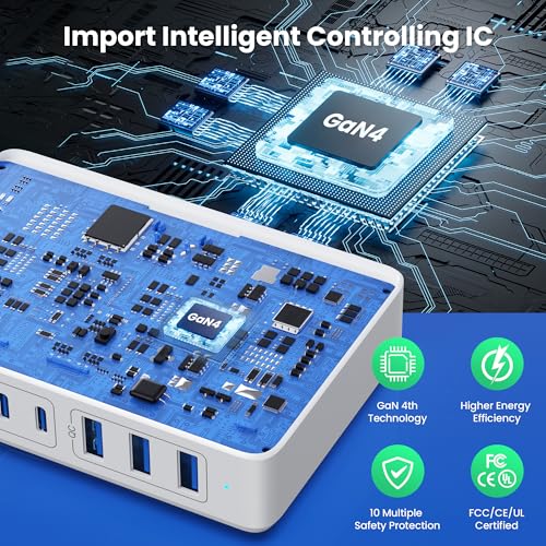 Feob 430W Chargeur USB Multiple, 8 Ports GaN Ⅳ Tech PD 100W Chargeur Rapide QC PPS Prise USB C Multiple Station de Charge Compatible avec MacBook Pro/Air Laptop, iPhone, iPad Pro,Galaxy, SteamDeck Feob 430W Chargeur USB Multiple, 8 Ports GaN Ⅳ Tech PD 100W Chargeur Rapide QC PPS Prise USB C Multiple Station de Charge Compatible avec MacBook Pro/Air Laptop, iPhone, iPad Pro,Galaxy, SteamDeck