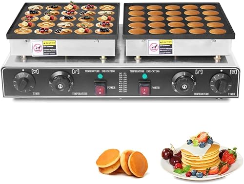 Máquina de gofres holandesa de 110 V, 50 unidades de 950 W x 2 para hacer gofres de muffins, parrilla Dorayaki con control separado, comercial o