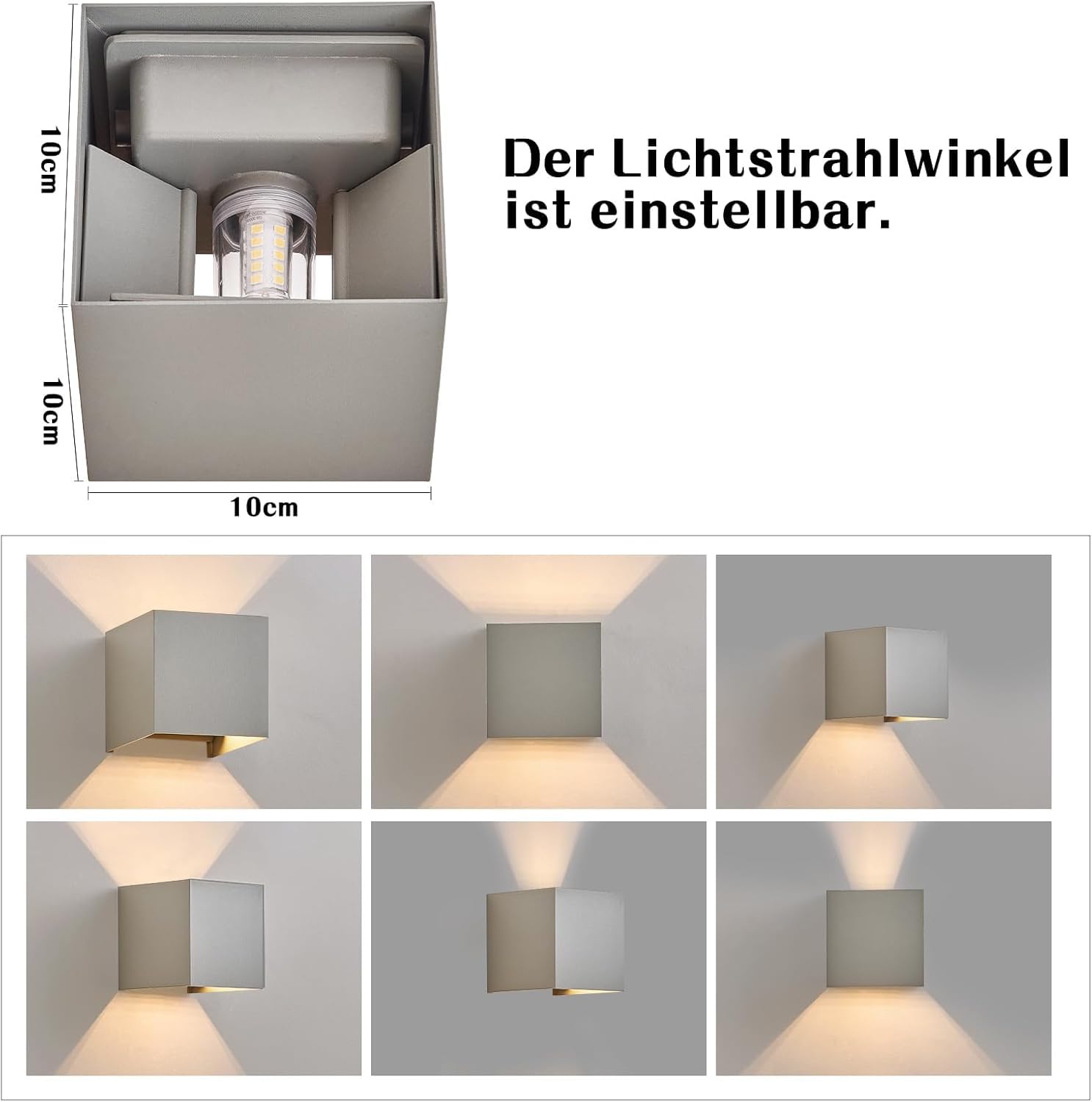 Homefire LED Wandleuchte Innen Aussen 4ER G9 Wandlampe 3000K Warmweiß | Außenwandleuchten Grau Außenleuchte Up Down Einstellbar Abstrahlwinkel Wandbeleuchtung IP65 Aussenleuchte für Hauswand Garten