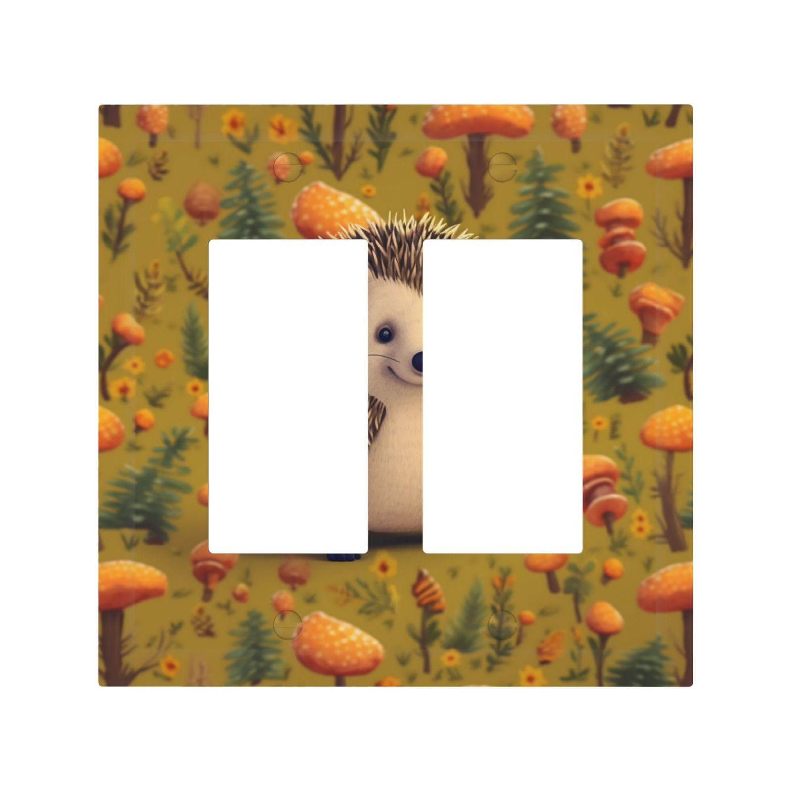 2-Gang Decorator Wall Plate Hedgehog Light Switch Cover Double Toggle Receptacle Wall Plate Mid Size 4.9" x 5" Wallplate Unbreakable Polycarbonate Outlet Faceplates Covers