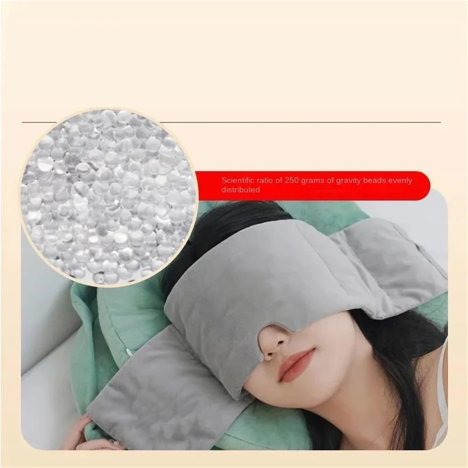 Gewichtete Augenmaske Beschwerte Schlafmaske for Männer und Frauen, die nach Hause reisen(Black ice silk)