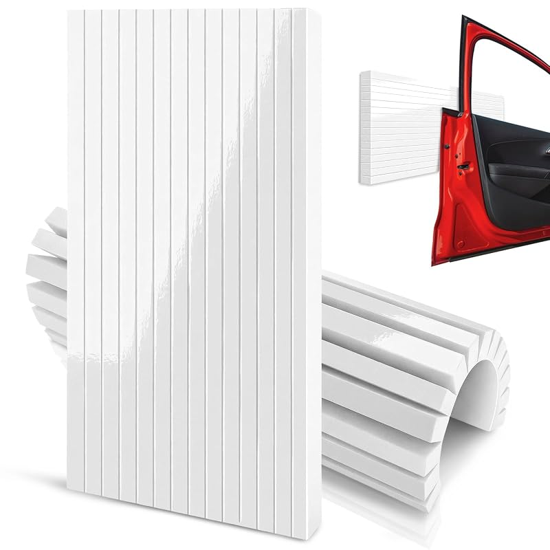 Protetor de Parede para Garagem em Espuma EVA com Faixas Refletivas, Protetor de Coluna e Porta de Carro, Branco, 2 unidades