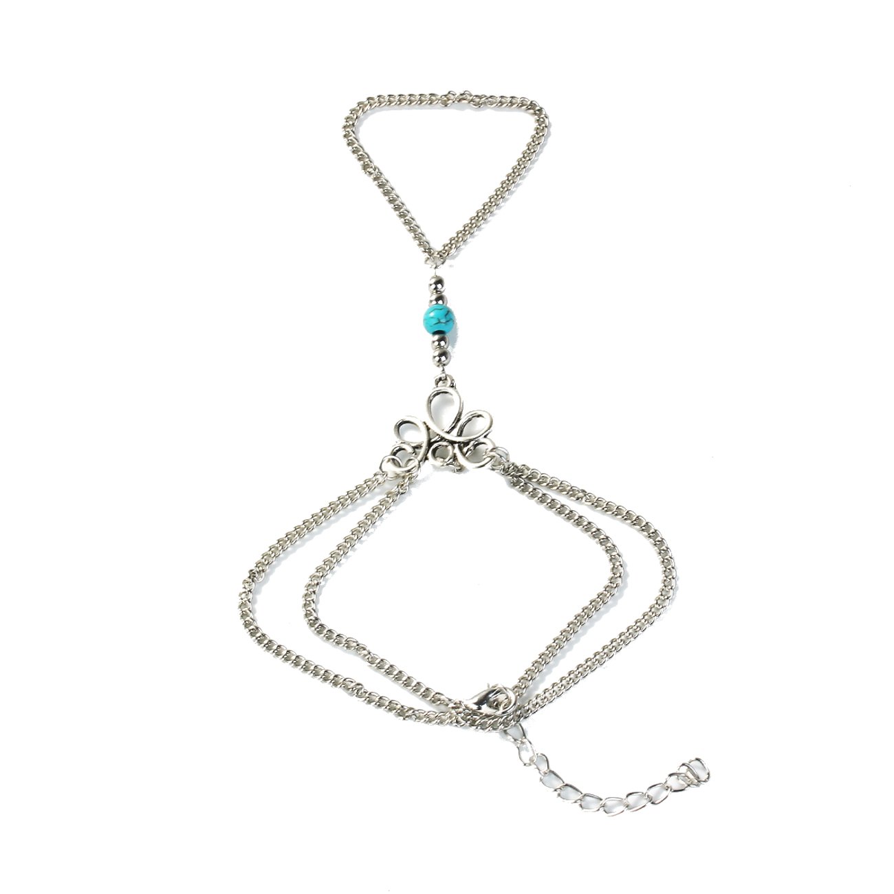 CASSIECA Bracciale Donna Argento,Bracciali a Catena Perline Farfalla a Strati Bracciali a Catena a Maglie Impilabili e Regolabili per Donne Ragazze Regali di Gioielli per Donne