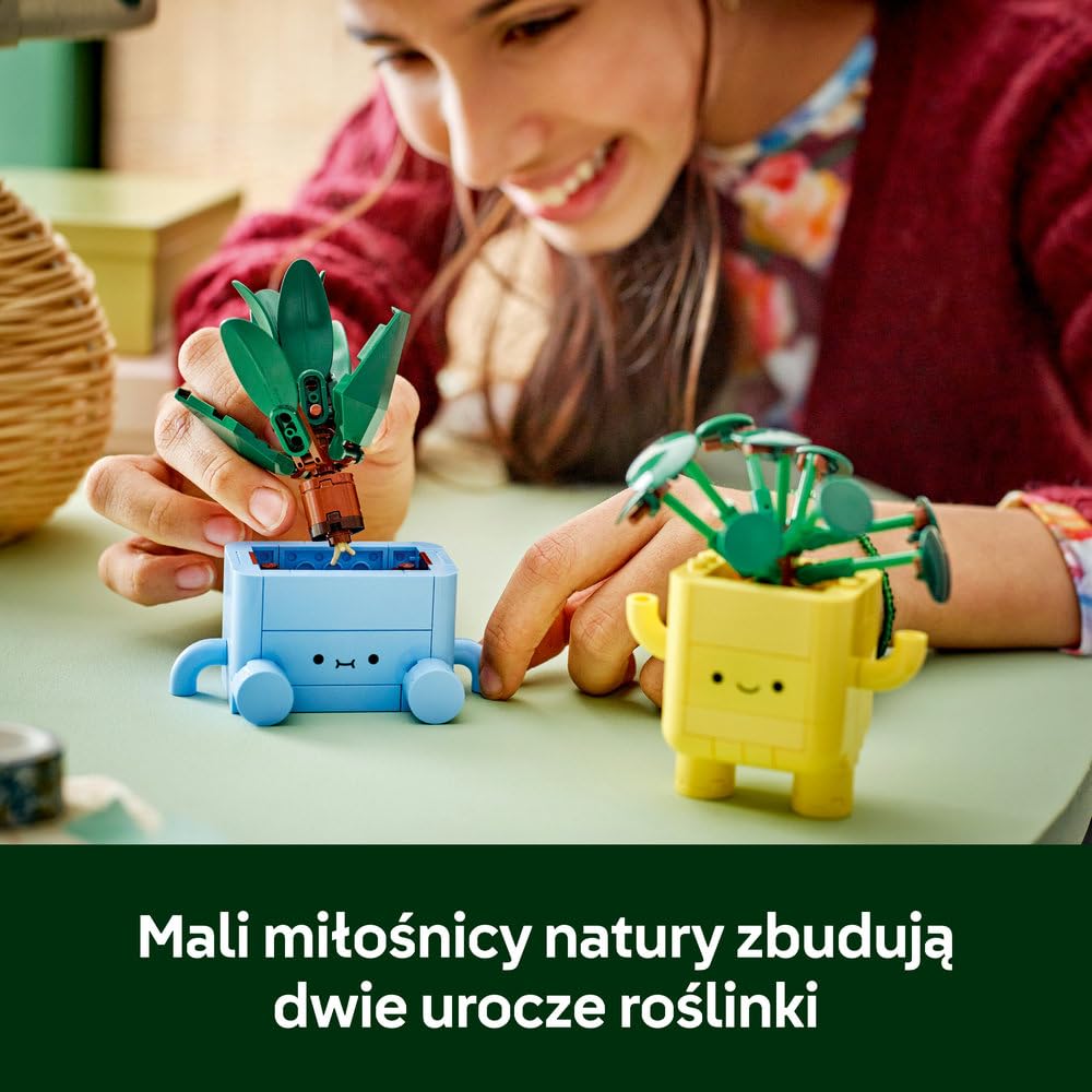 LEGO Botanicals Wesołe roślinki, dracena i pilea w doniczkach, zabawka konstrukcyjna dla dziecka, pomysł na prezent dla 9-latki, dla dziewczynki i chłopca, dekoracje do pokoju dziecięcego 10349