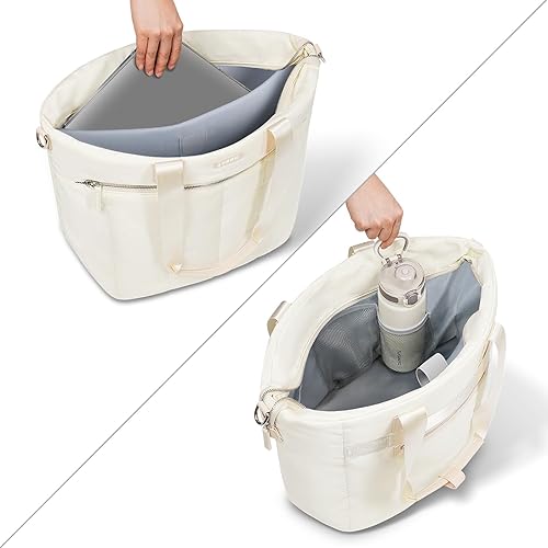 Miniatura 2 de Bolsa de mano con mujer, bolsa de mano acolchada con compartimento para laptop, bolsa de mano para mujer con cremallera, bolsa grande de hombro para