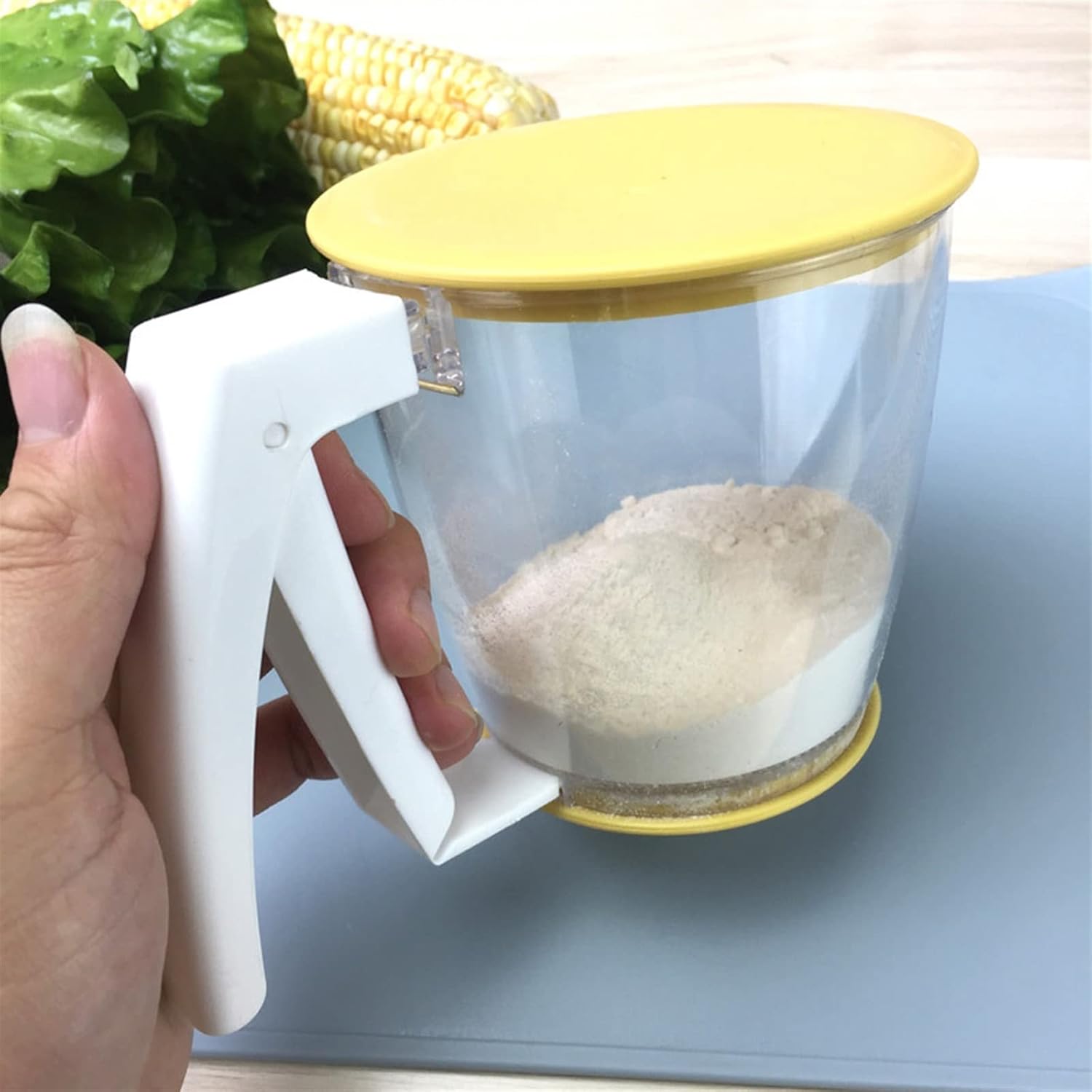 Flour,Sifter Hand-held Cup Flour Sifter Powder Mesh Sieve Flour Strainer Baking Supplies Tools with Lid Sieve Sieve