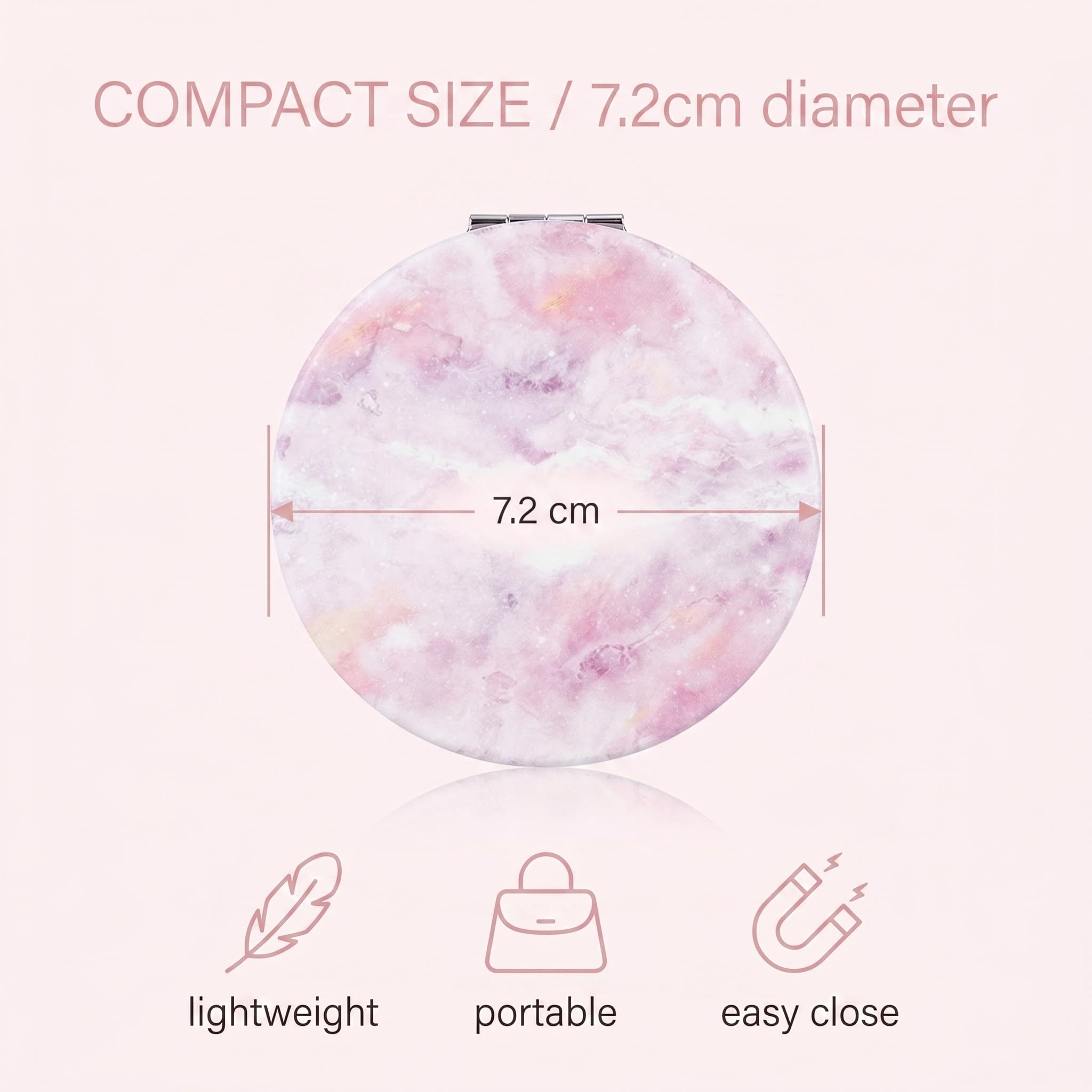 Specchi Cosmetici Compatto Tascabile Elegante, Specchio da toeletta coloratoCompatto e portatile,Regali per ragazze, regali di compleanno