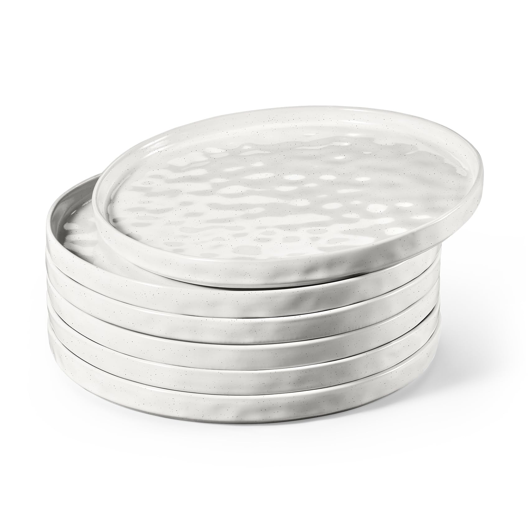 Homikit 6-Piece Stoneware Dinner Plates, Pearl White, 26cm Round