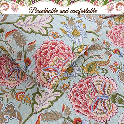 Cozy Line Home Fashions BB20170514GK Blooming Red White Floral 100% Cotton Reversible Quilt Bedding Set thumb #2