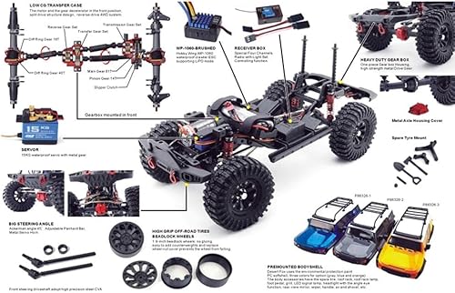 Miniatura 6 de Adepe Coche RC a escala 110 auto eléctrico de 4 wd para escalar vehículo todoterreno RC de 24 GHz modelo de control remoto para niños regalos de
