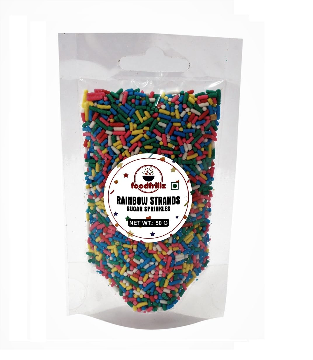 foodfrillz Rainbow Strands (Sugar Vermicelli), 50 g Sprinkles for cake decoration