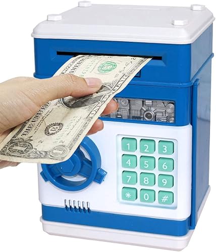 Miniatura 1 de Piggy Bank Electronic Mini ATM for Kids Baby Toy, Safe Coin Banks Money Saving Box Password Code Lock for Children,Boys Girls Best Gift(Pink) (Blue)
