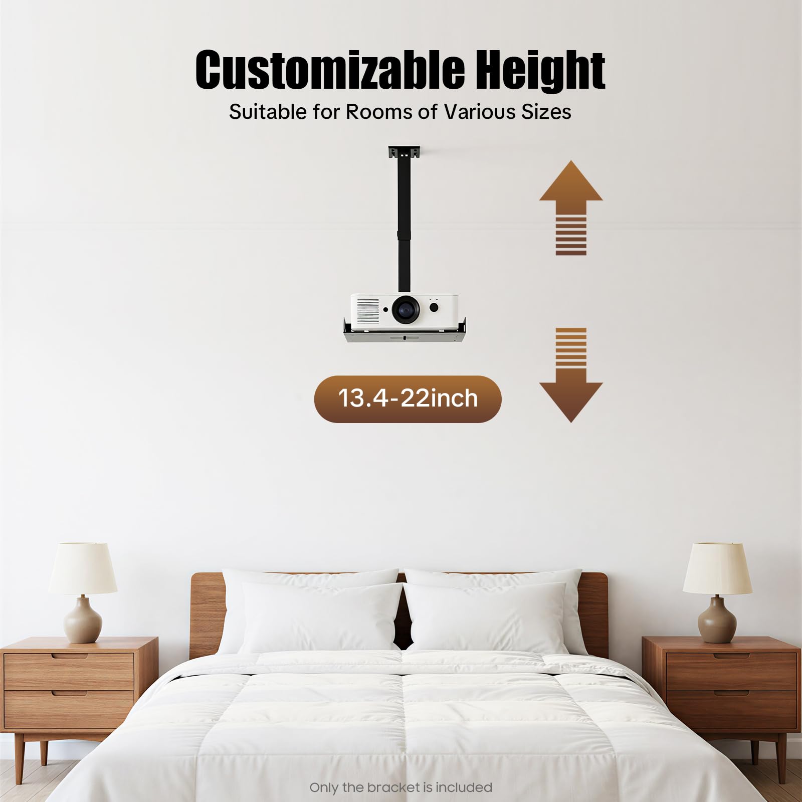 Supporto universale per proiettore, supporto da soffitto regolabile in altezza e supporto da parete per proiettore, portata massima 14 kg, 34 – 56 cm, regolabile con passacavo nascosto