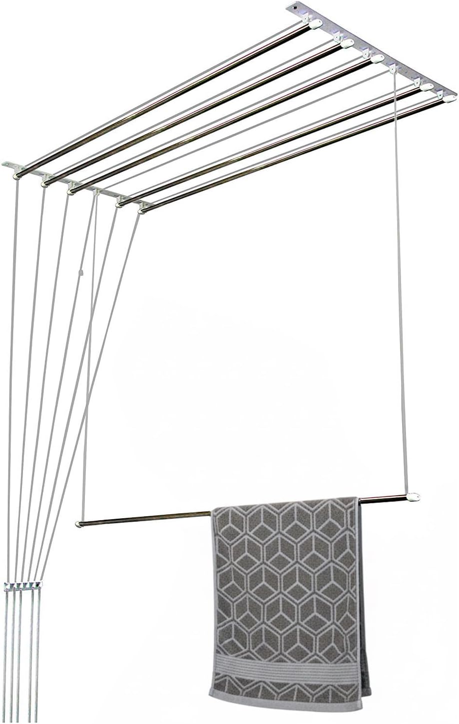 6 Pipes x 6 Feet - Heavy Duty - Stainless Steel Ceiling Cloth Dryer for Balcony | Cloth Drying Rope with Pulley | Cloth Hanging Stand | Clothes Drying Stand Wall Mounted - (SY-CL3)