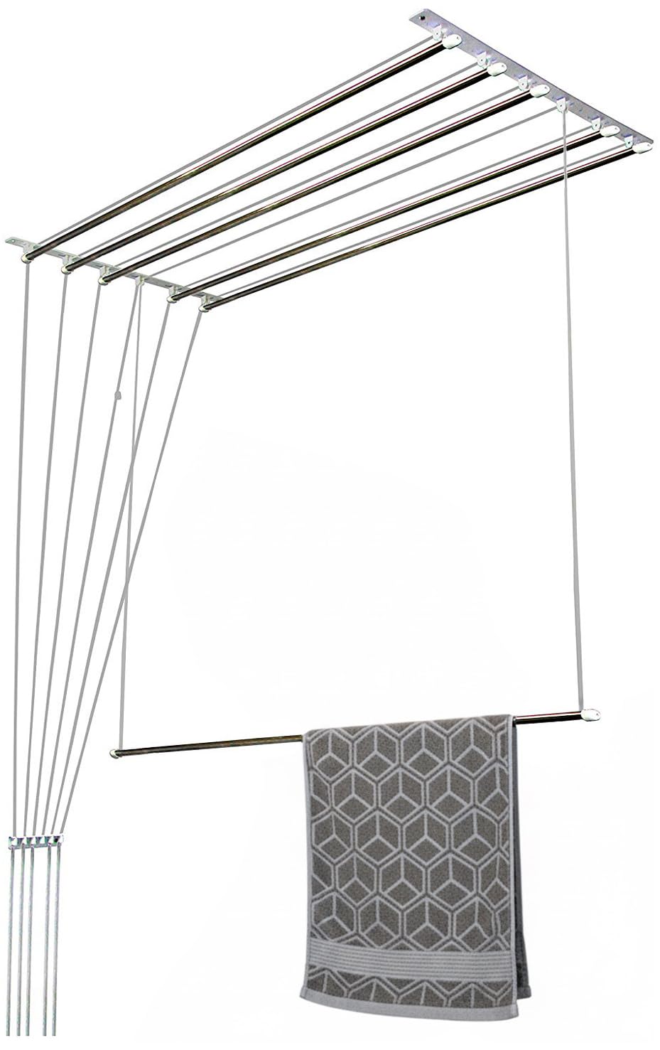 Product image of Synergy - 6 Pipes x 8 Feet - Heavy Duty - Stainless Steel Ceiling Cloth Dryer/Cloth Hanger/Cloth Drying Stand for Balcony/Clothes Stand for Drying/Cloth Drying Rope with Pulley - (SY-CL5)