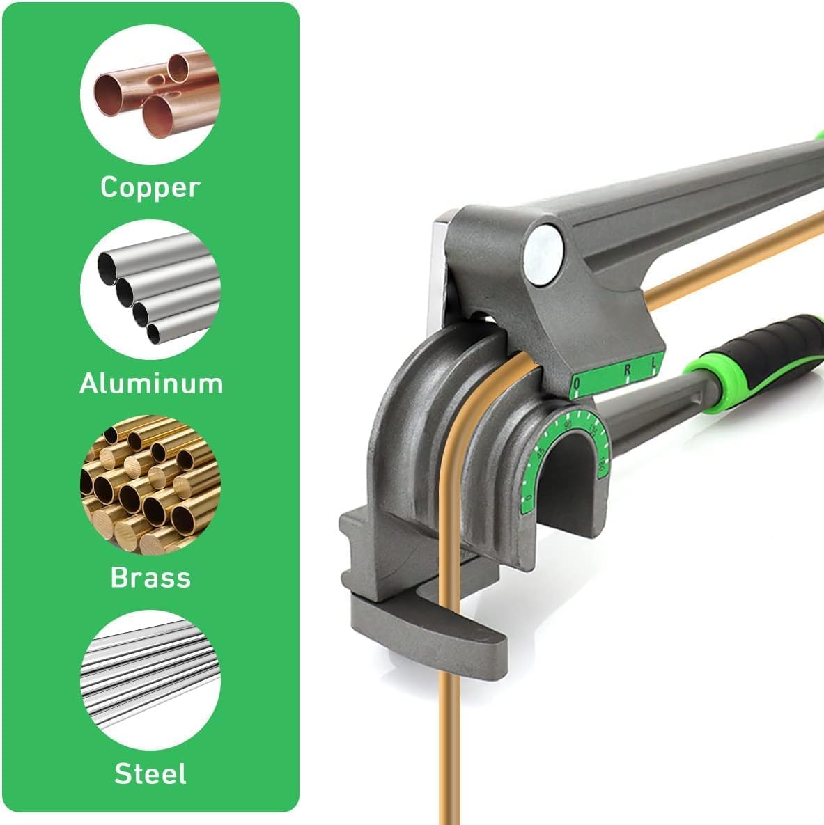 Tube Bender, Pipe Bender, 1/4” 3/8” 1/2” (6/8/10mm) O.D. 3 in 1 Tubing Bender 180° HVAC Copper Aluminum Tubes Bending Tool for Air Conditioning Refrigeration Repair Refrigeration Tool