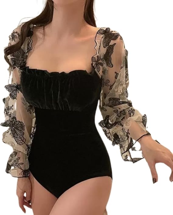 Amazon ワンピース水着 レディース水着 大きいサイズ 体系カバー ワンピース レディースビキニ ビキニ 長袖 レース セクシー 日焼け対策 リボン かわいい 韓国 リゾート プール ビーチ プチプラ ワンピース 通販