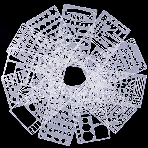 VETPW 12 Pièces Mixte Bullet Journal Pochoir, Pochoir Dessin Peinture, Pochoir à Dessin Réutilisable Plastique Pochoir pour Bricorage, Cartes, Scrapbooking, Planner, Wall Decor - Image 8