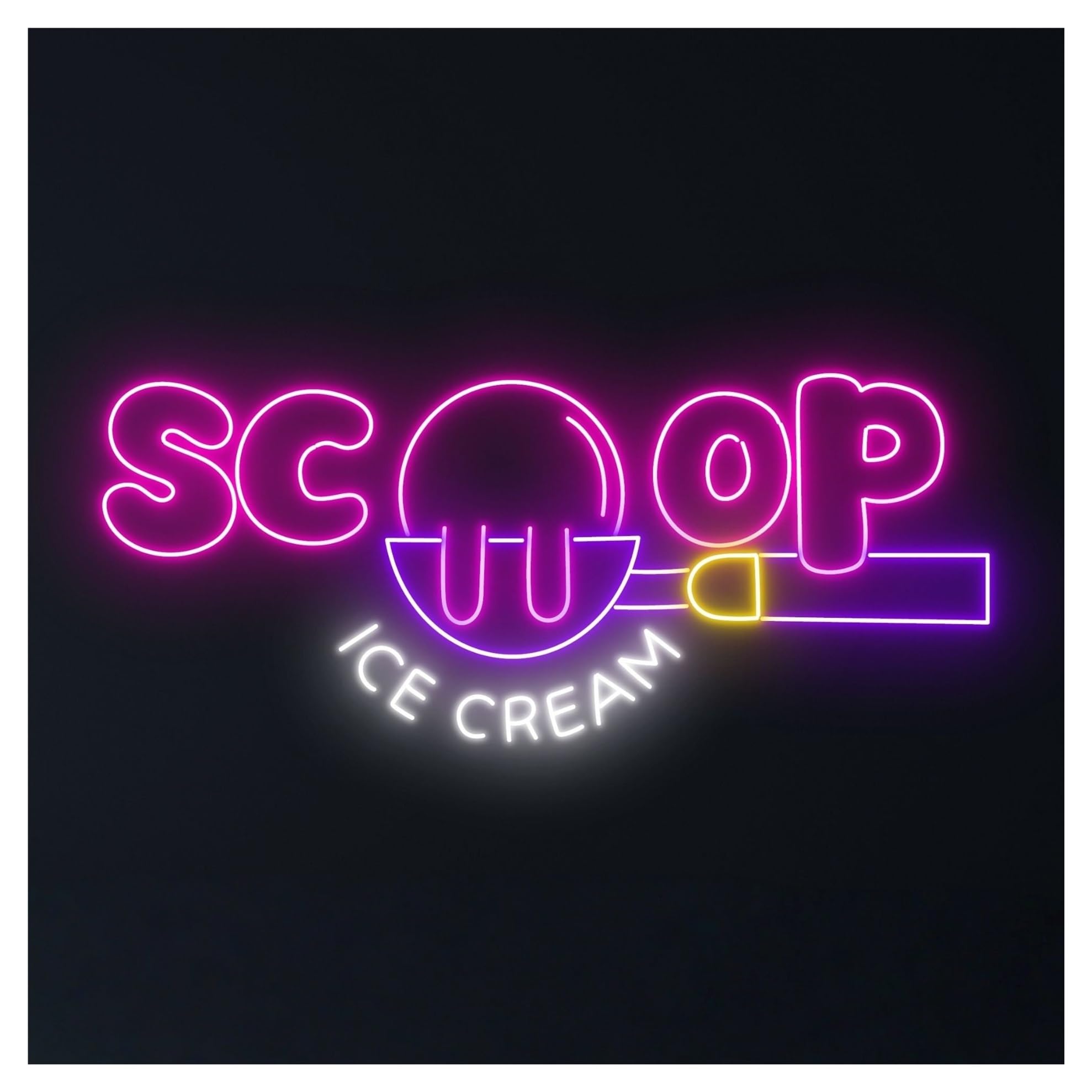 Hanging Art Neon Signs Scoop Ice Cream Neon Sign For Store Cafe Restaurant Party Dessert Shop Wall Decor Illuminated Light 58cm