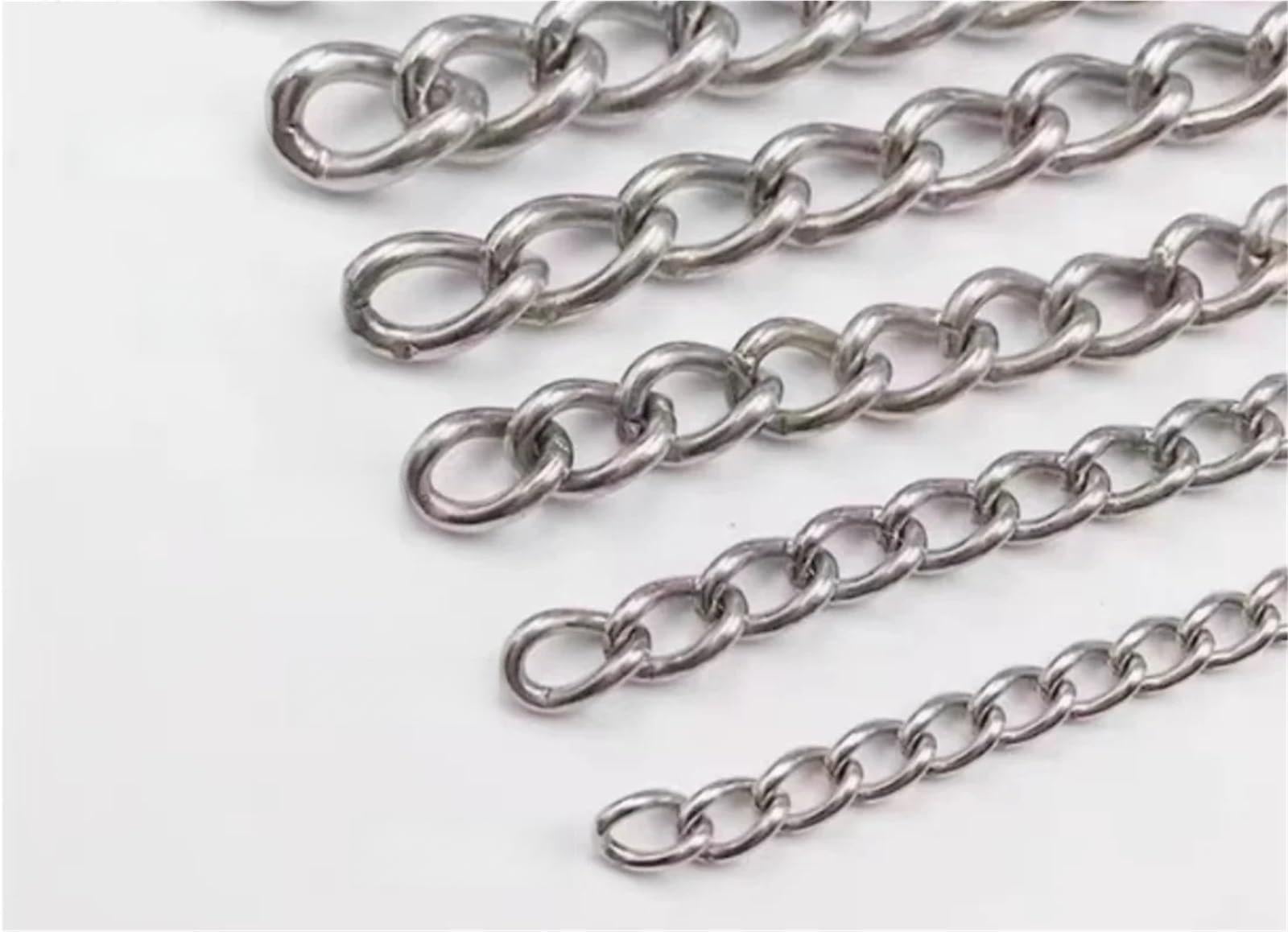 Dsfvervd Twisted Chain Chain 304 Stainless Steel Chain Long Link Chain/Short Lifting Pet Industry Welded Binding(,M3)