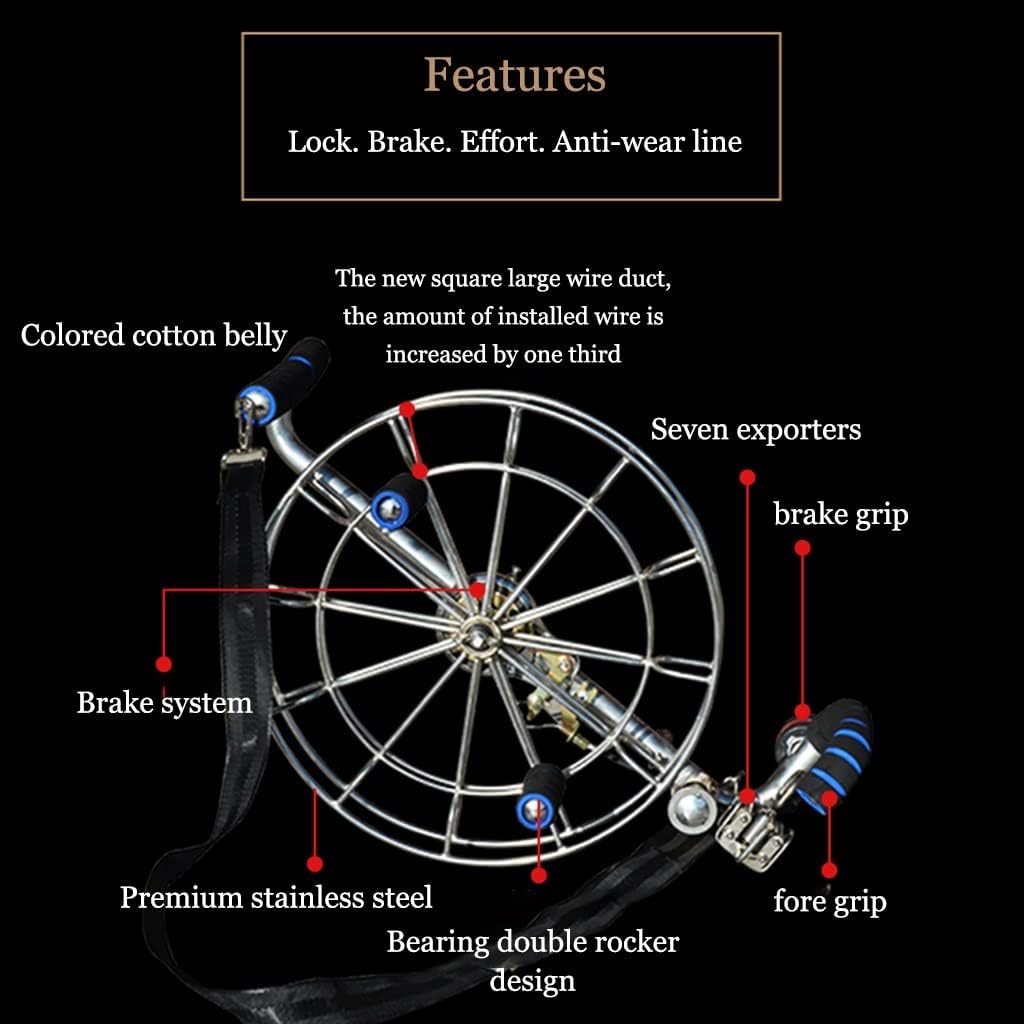 Kite Reel Winder, Outdoor Kite Winder, Silent Brake Anti-Reverse Wheel， Kite Flying Accessories (with Disc Brake and Shoulder Strap) (Color : Silver, Size : 36cm)