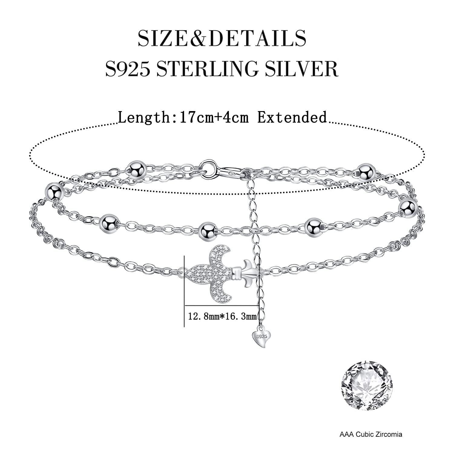 J.MUEN Bracciale in Donna Argento 925 Serie a doppia catenacon Scatola Regalo,Elegante e Moderno Regalo Perfetto per Donne