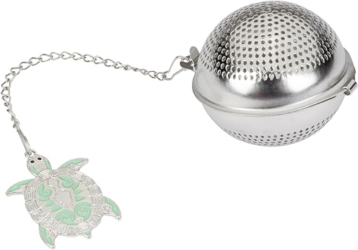 Turtle Tea Infuser, Stainless Steel Mesh Loose Leaf Tea Infuser Ball with Silver Aqua Turtle Charm, Reusable Tea Strainer Filter for Tea