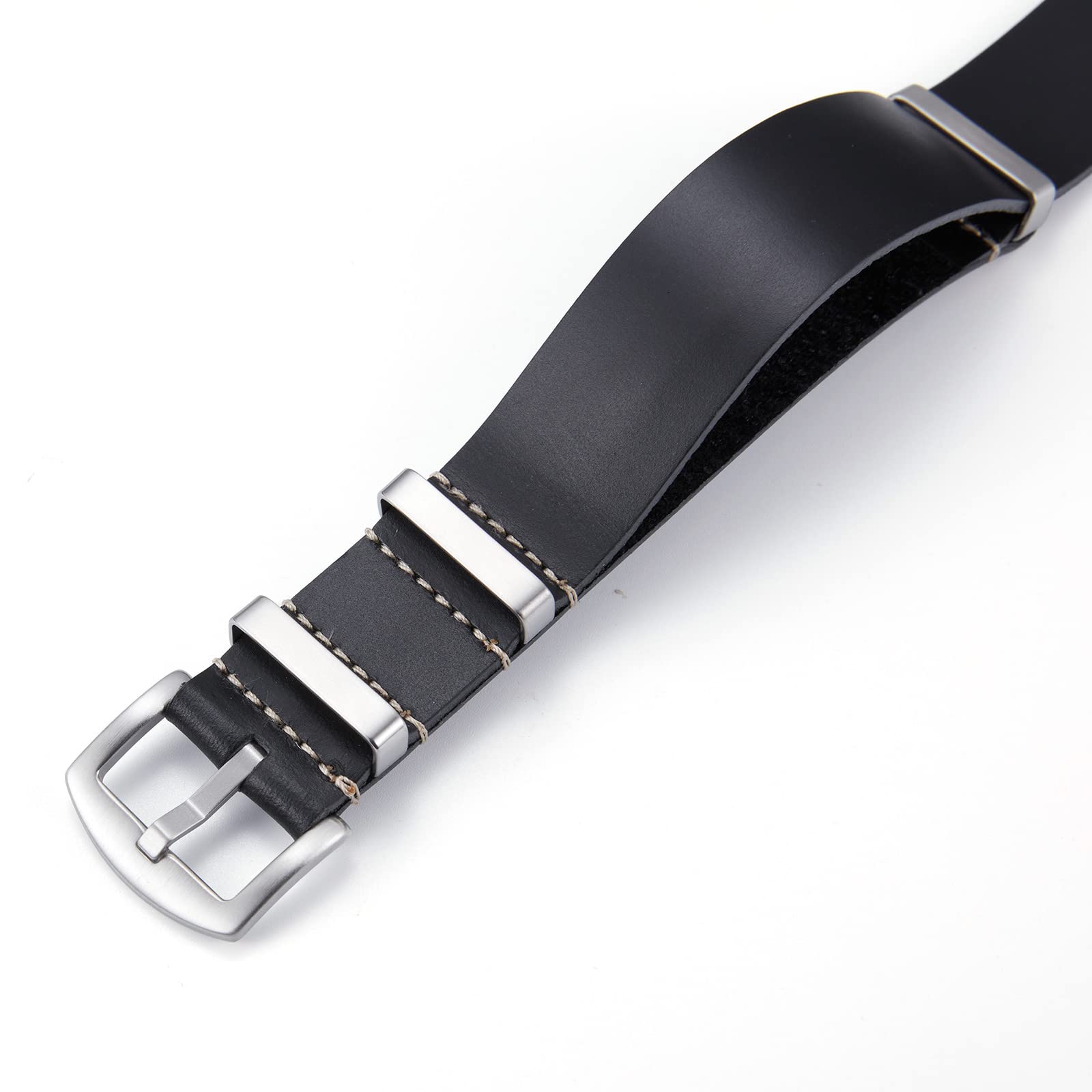 BINLUN Correas de Reloj de Piel Correas para Relojes Cuero Engrasado Crazy Horse 18mm 19mm 20mm 21mm 22mm 24mm Correas de Repuesto de Una Pieza para Hombre y Mujer con Hebilla Plateada/Negra