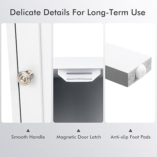 Miniatura 8 de COSTWAY Armario de almacenamiento de baño, organizador de almacenamiento independiente con cajones profundos y estante ajustable, gabinete de piso