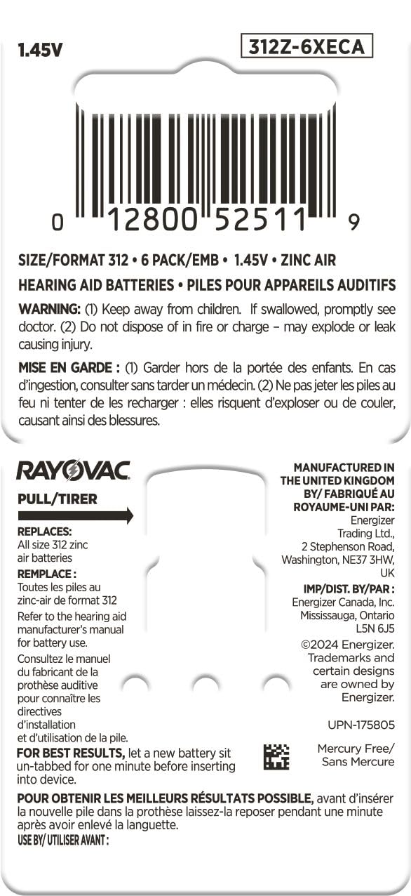 RAYOVAC® Extra Size 312 Hearing Aid Batteries (60 Batteries) by Rayovac - Image 3